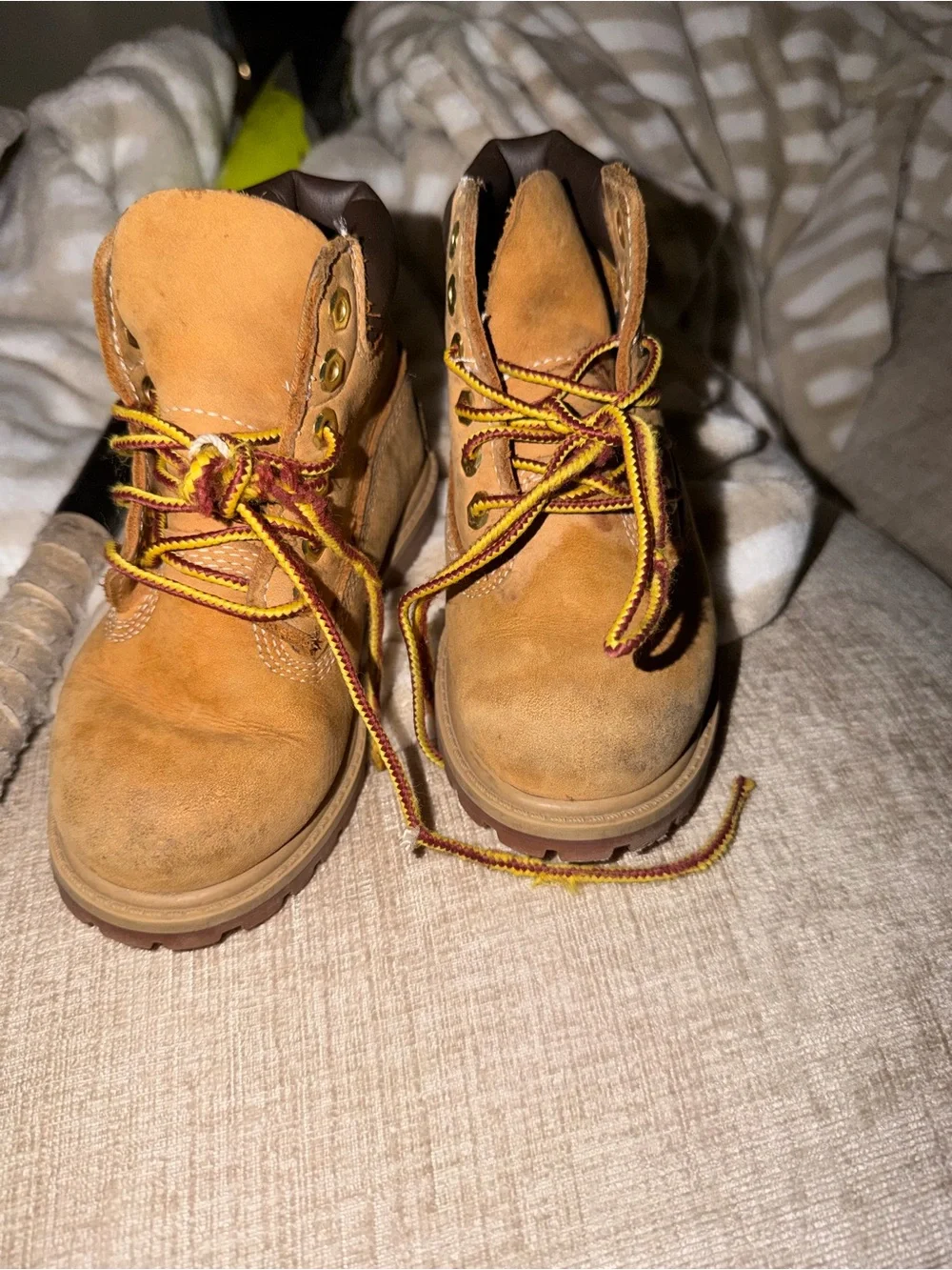 Timberland Kids Wheat Nubuck Ankle Boots with Brown Collar